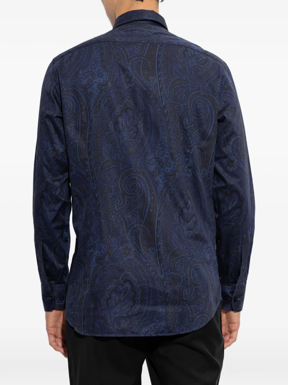 ETRO Katoenen satijnen overhemd met Arnica-patroon Blauw
