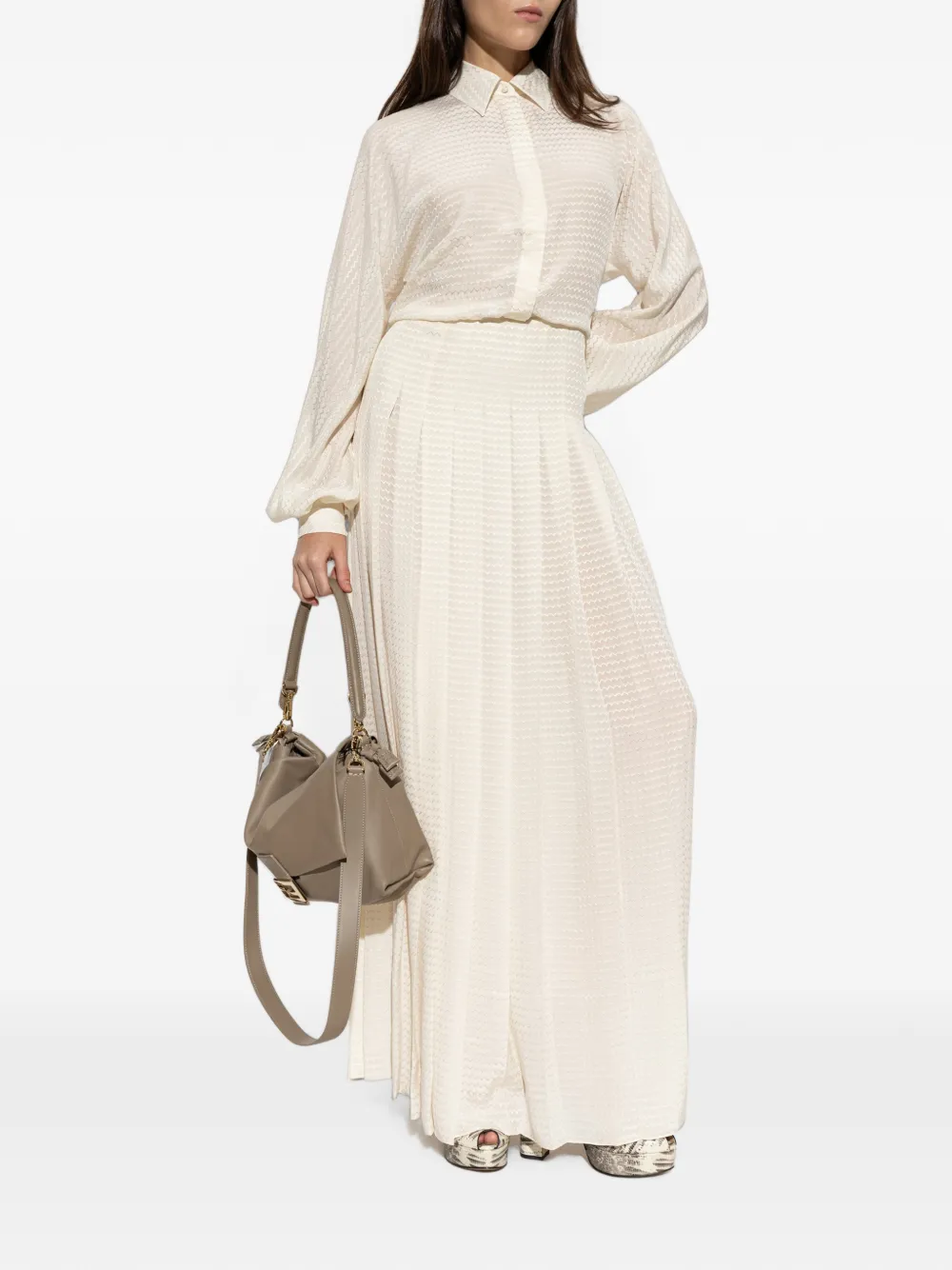 FENDI Zijden jurk Beige