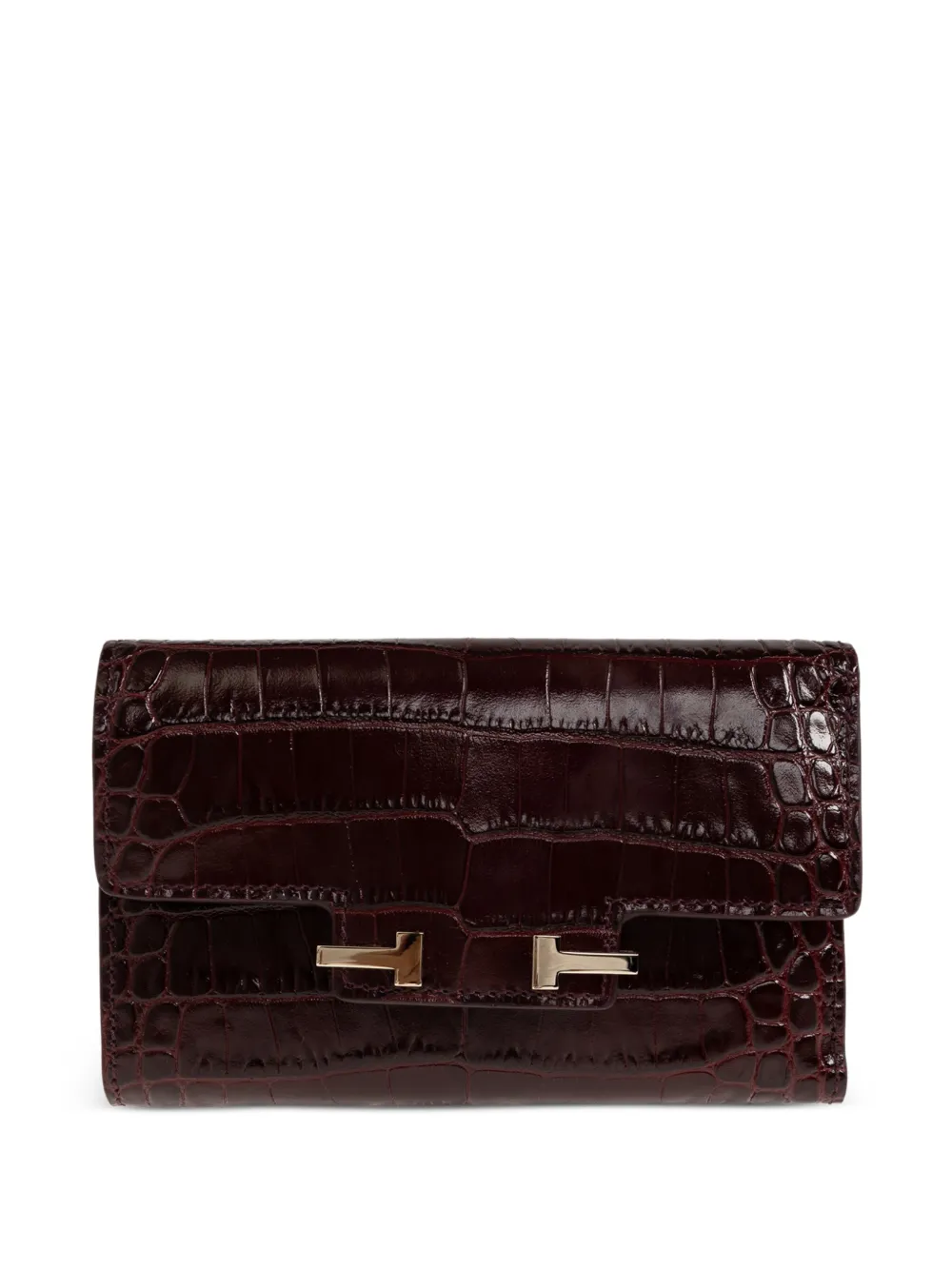 TOM FORD crocodile-effect T-clasp leather wallet - Rosso