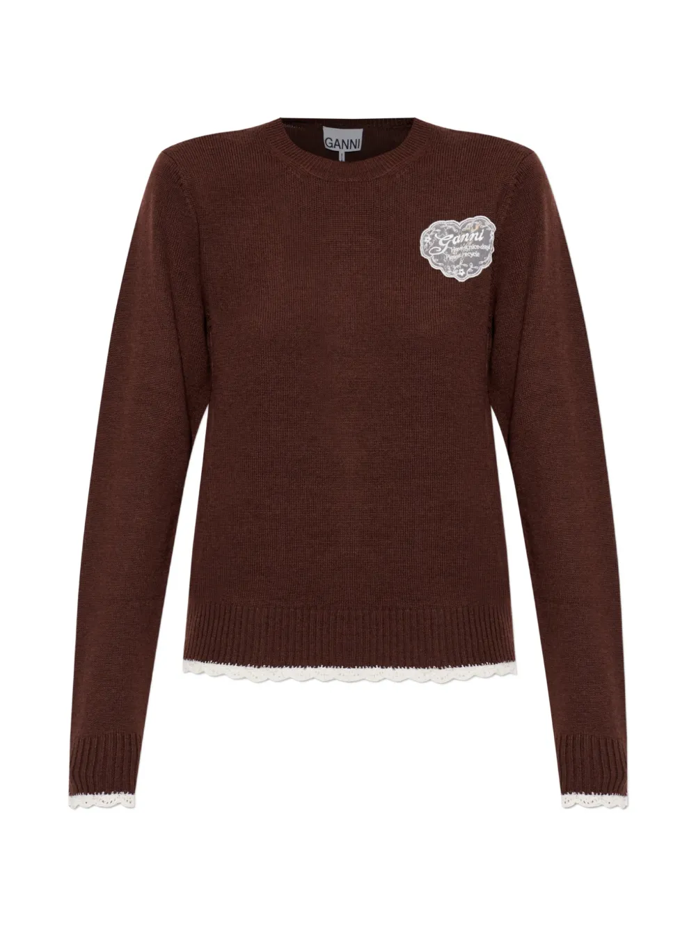 GANNI crewneck in brown wool - Braun