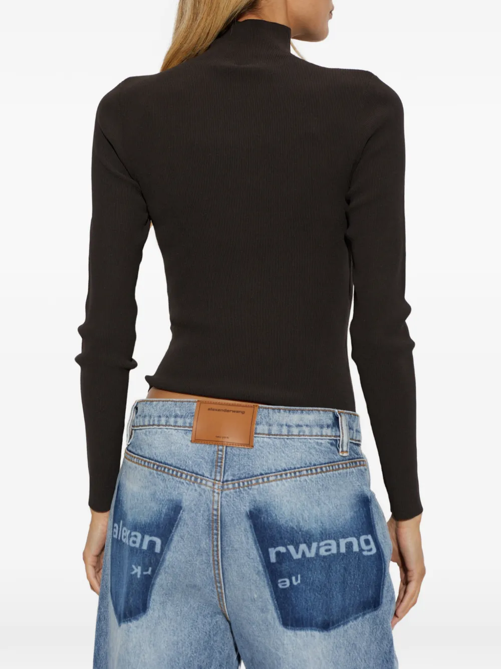 Alexander Wang Geribbelde trui met logoprint Bruin