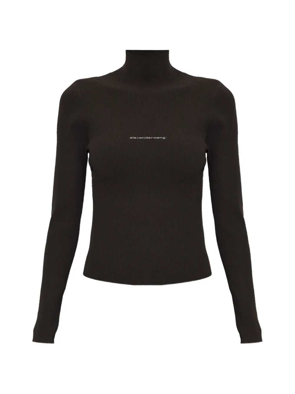 Alexander Wang logo-print ribbed sweater - Marrone