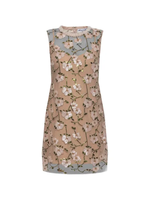 Self-Portrait pink floral sequin-embellished mini dress