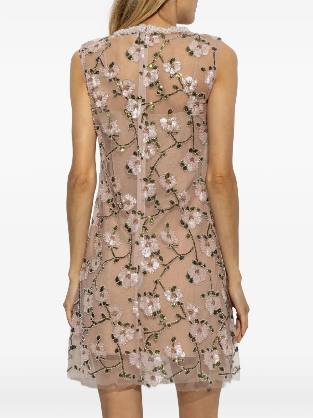 Self-Portrait Mini-jurk verfraaid met pailletten Beige