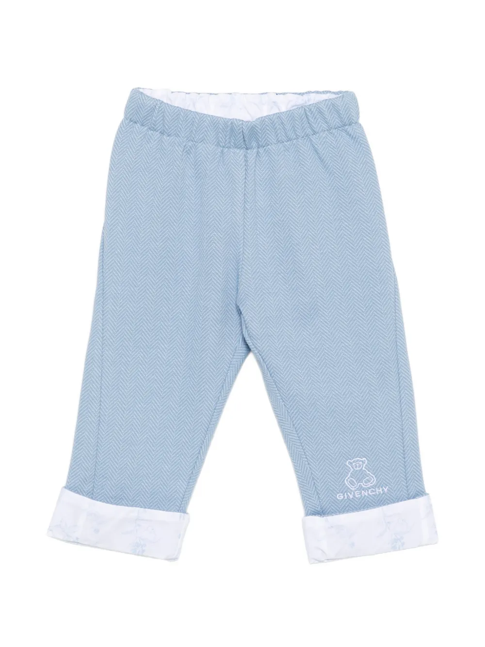 Givenchy Kids Driedelige romperset met teddybeer-print en visgraatpatroon Blauw