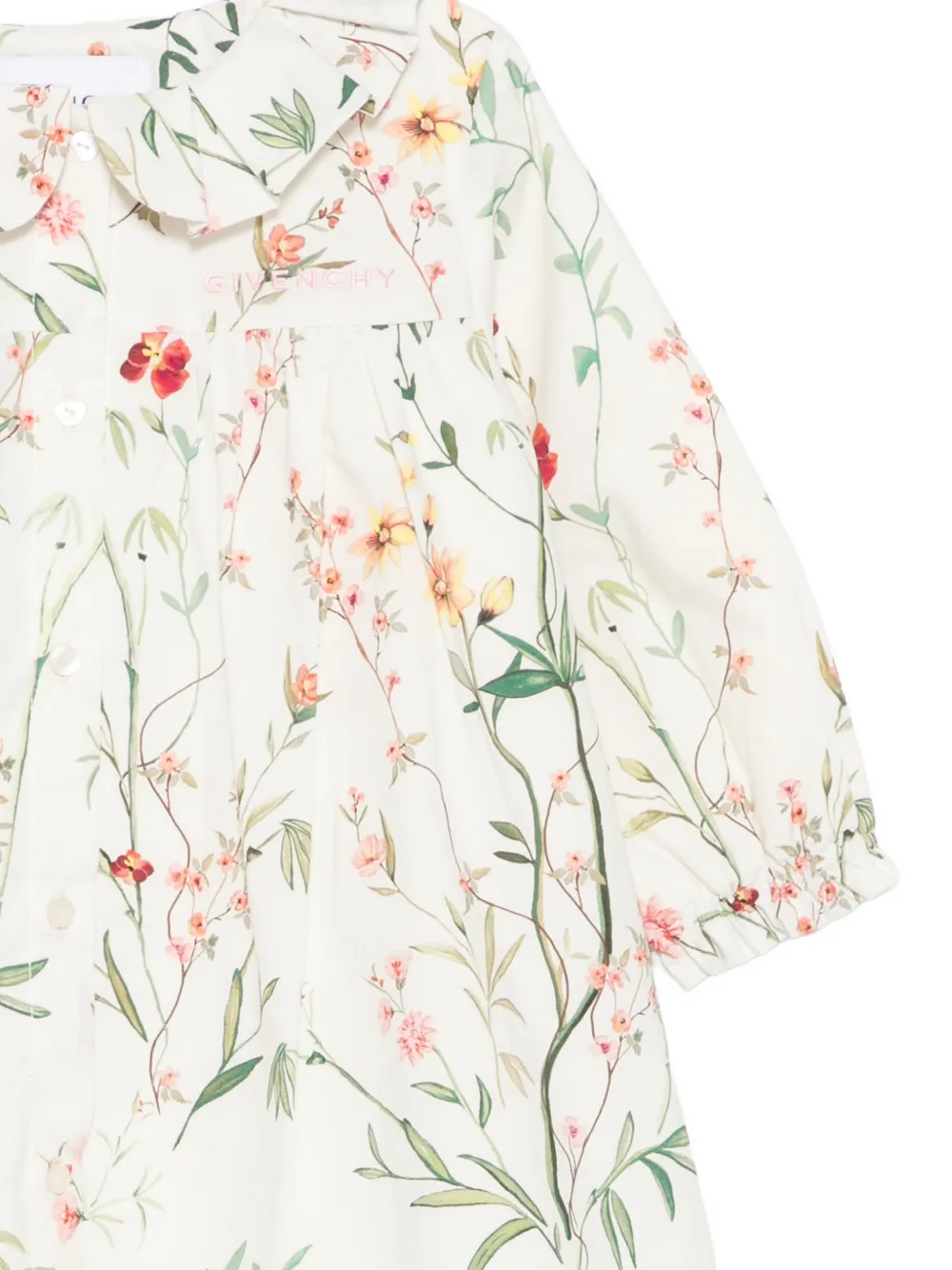 Givenchy Kids floral-print ruffled-collar dress Wit
