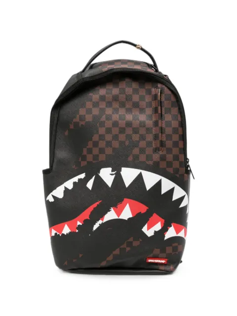 Sprayground check-print shark-motif backpack