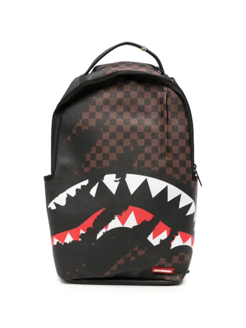 Sprayground check-print shark-motif backpack