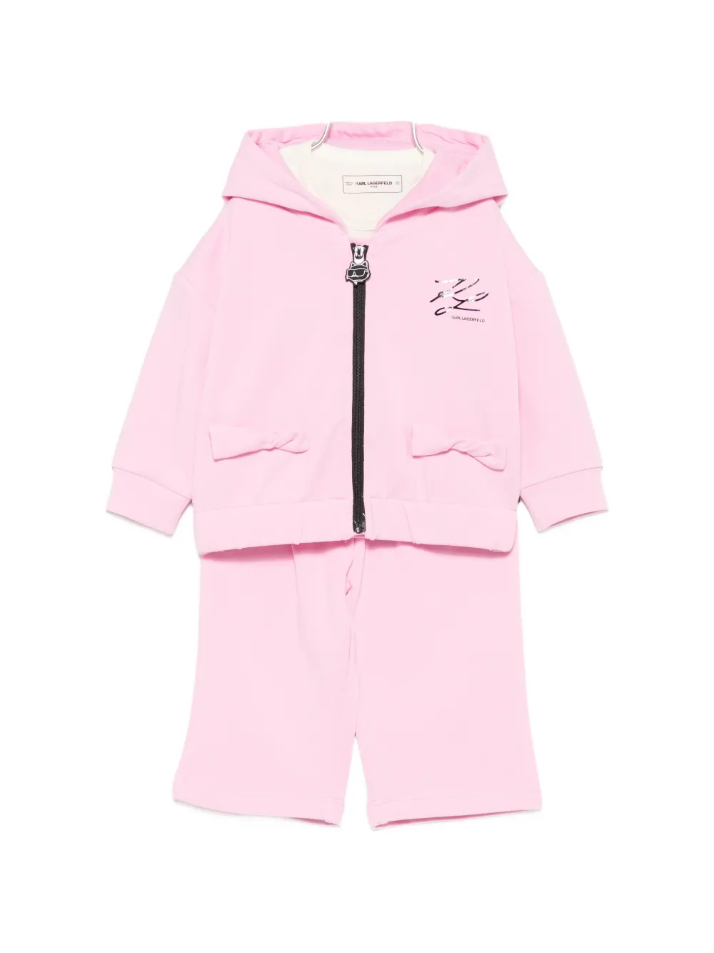 Karl Lagerfeld Kids logo-print bow-detail T-shirt and tracksuit set - Rosa