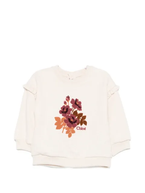 Chloé Kids ruffled floral-print sweater