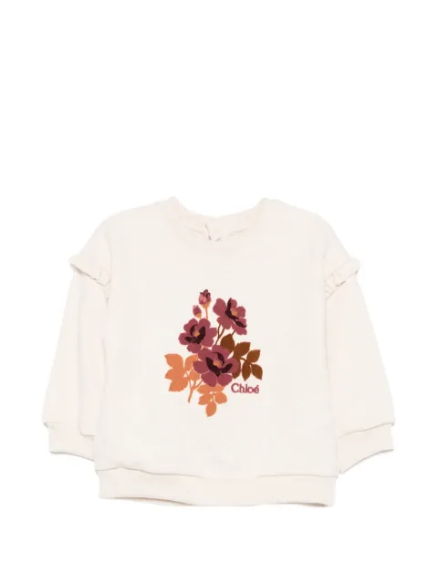 Chloé Kids ruffled floral-print sweater