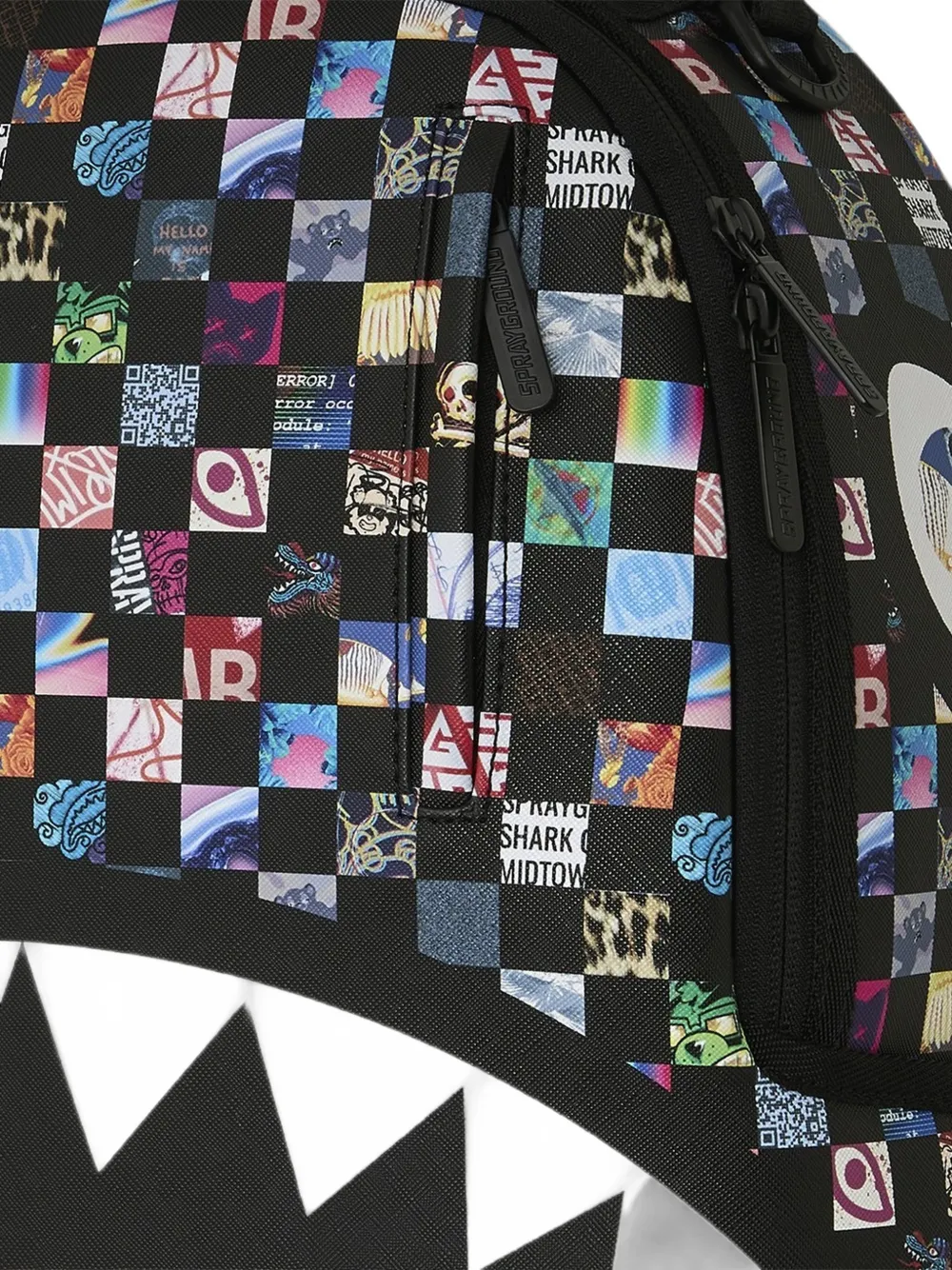 Sprayground Shark Mouth geruite rugzak Zwart