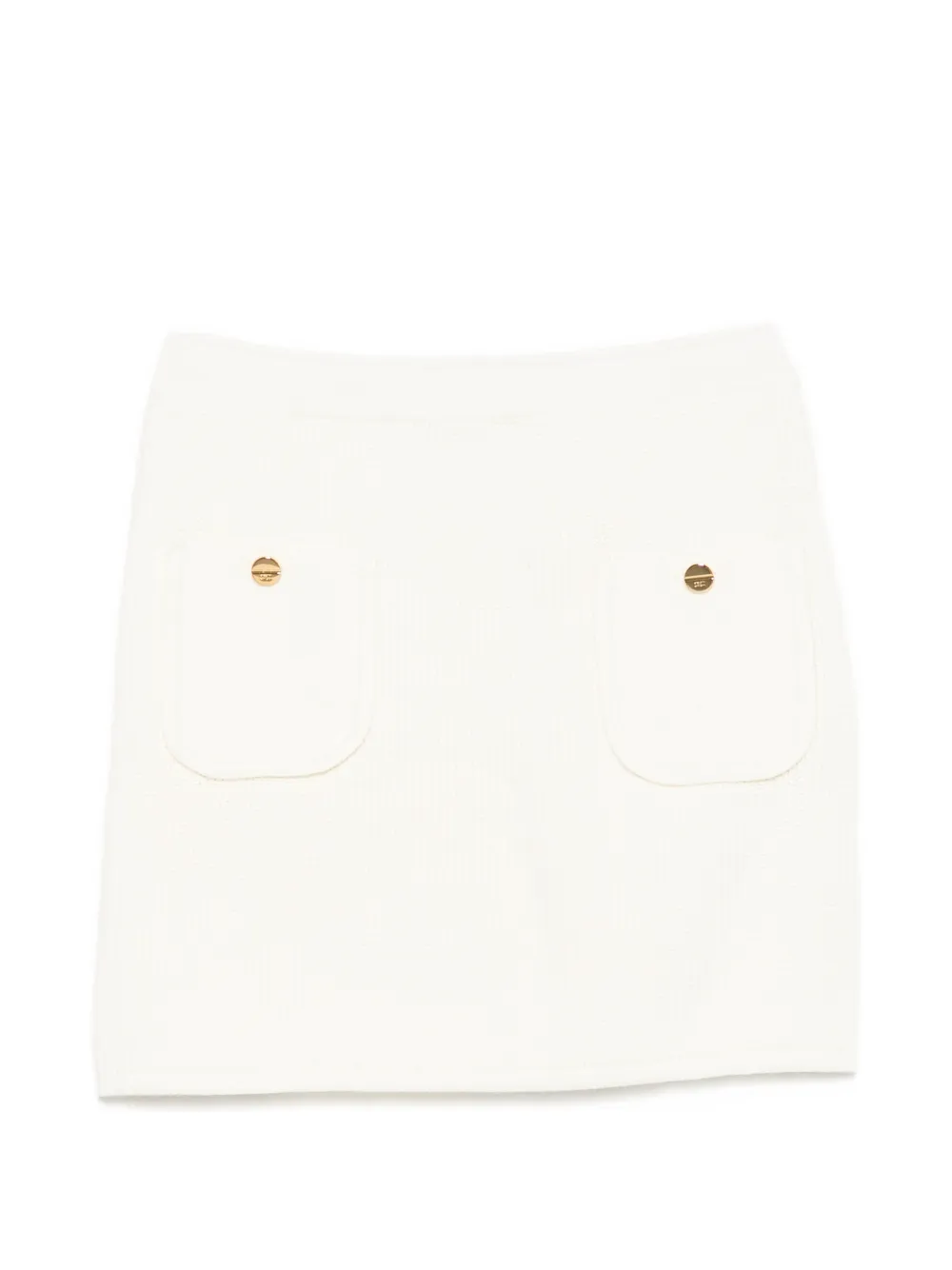 Elisabetta Franchi Kids logo-plaque knitted skirt - Bianco