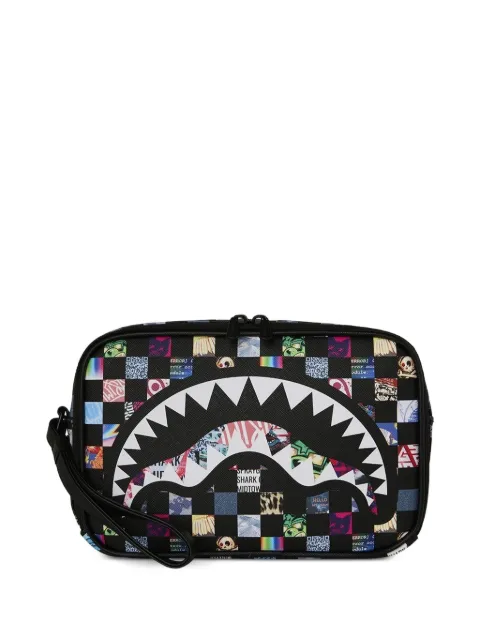 Sprayground Sharkverse Universe checkered wash bag