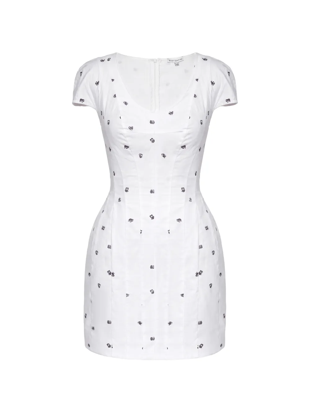 POST MERIDIEM embroidered-motif shaped-seam mini dress