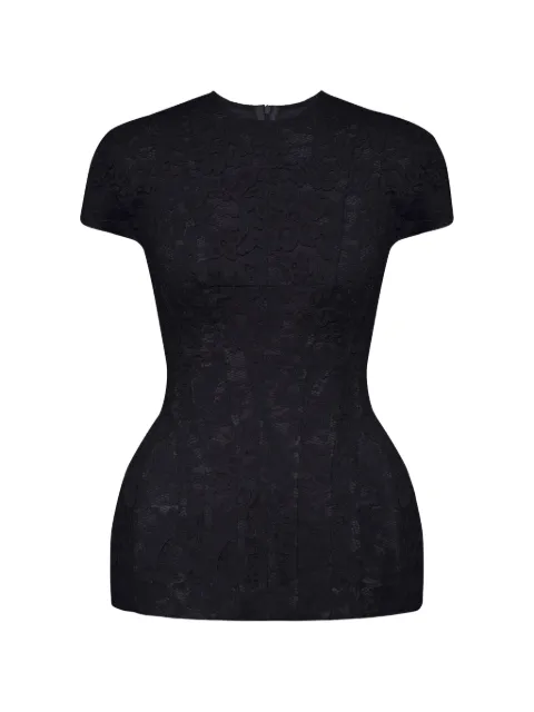 POST MERIDIEM crew neck lace-detail top