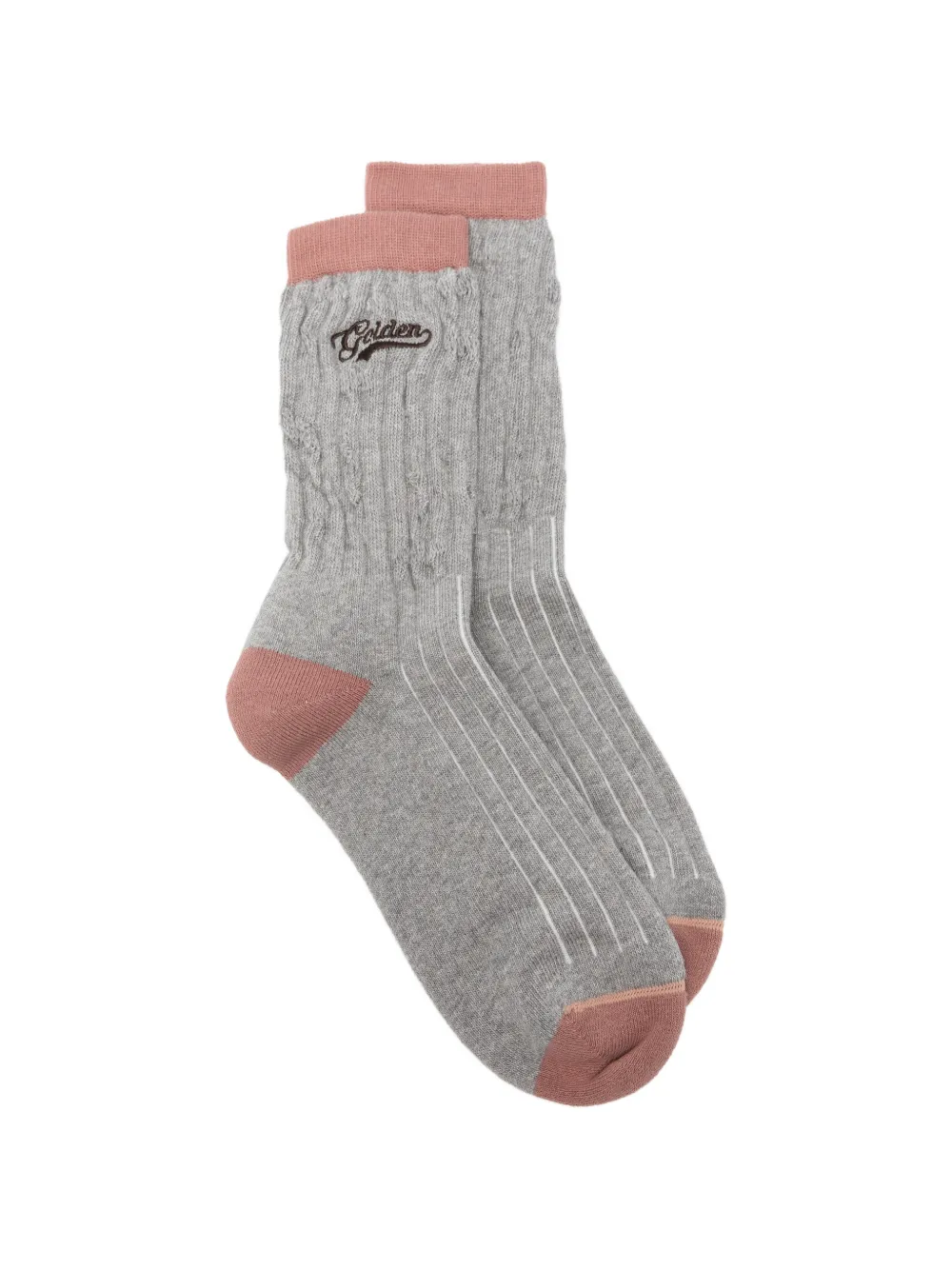 Golden Goose Golden logo-embroidered distressed socks - Grigio