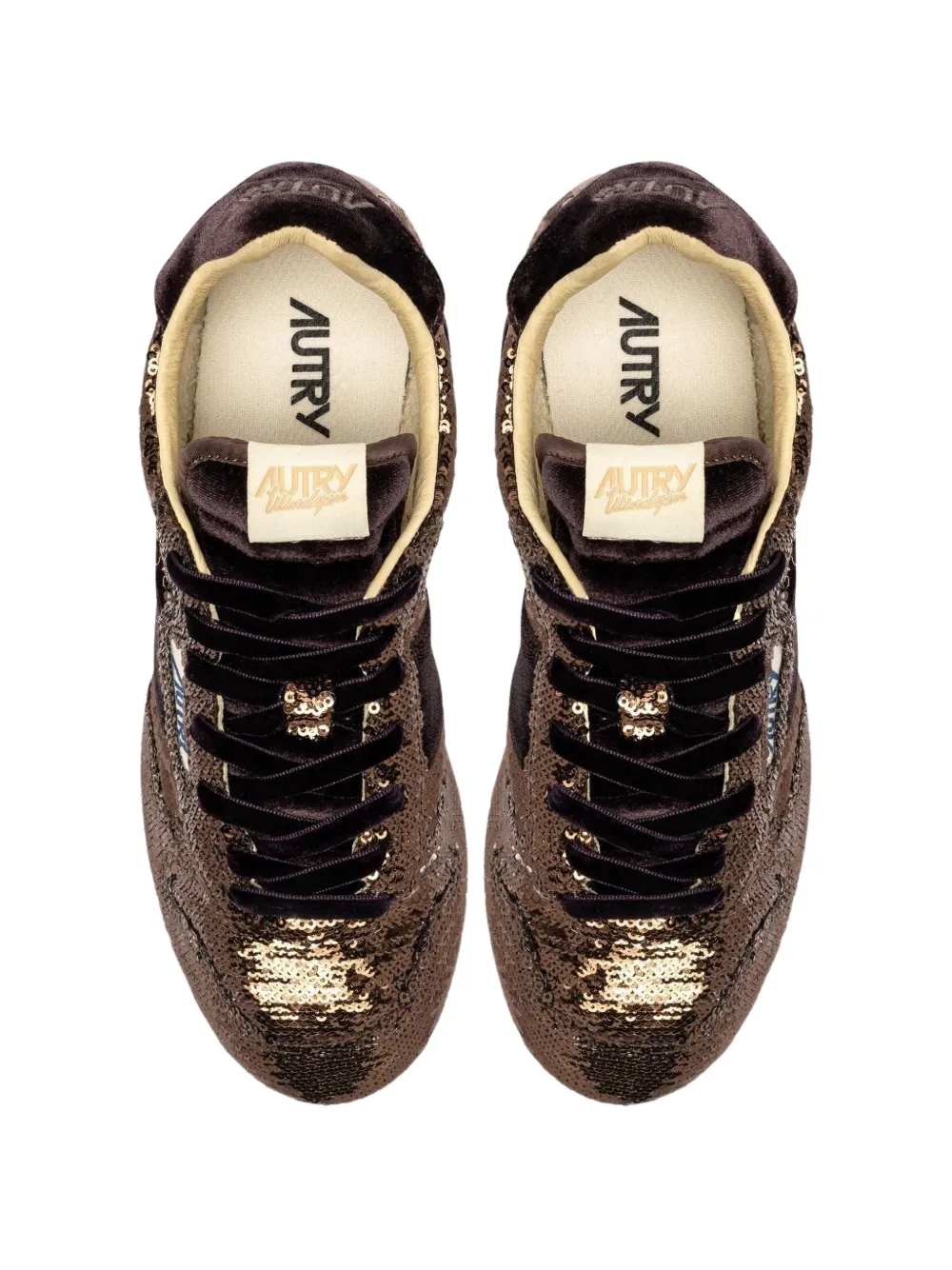 Autry Windspin Low sequin-embellished velvet sneakers Bruin