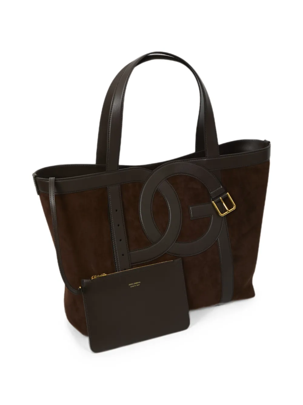 Dolce & Gabbana Suède shopper met DG gesp Bruin