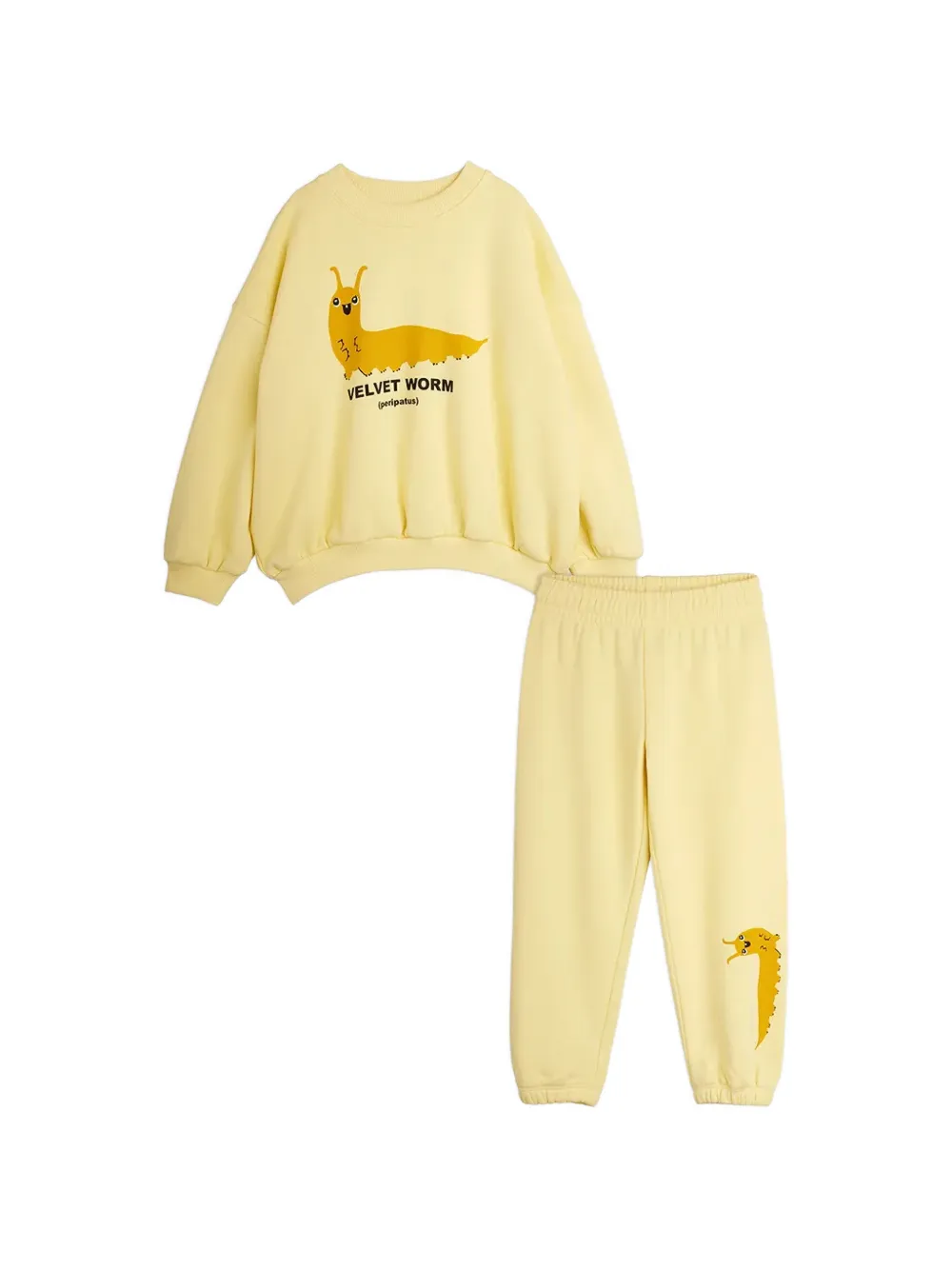 Mini Rodini Velvet Worm tracksuit set Geel