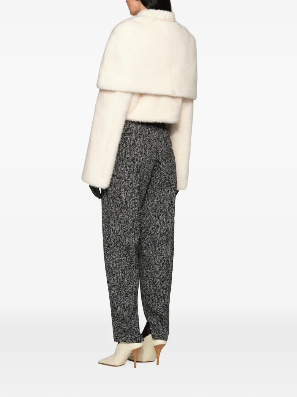 Et Ochs Vlad Cape-overlay Faux-fur Jacket in Neutrals, view 3