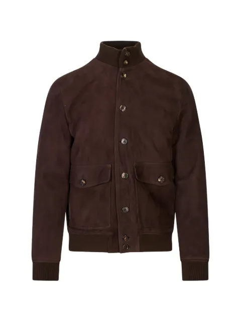 Stewart button-up suede bomber jacket