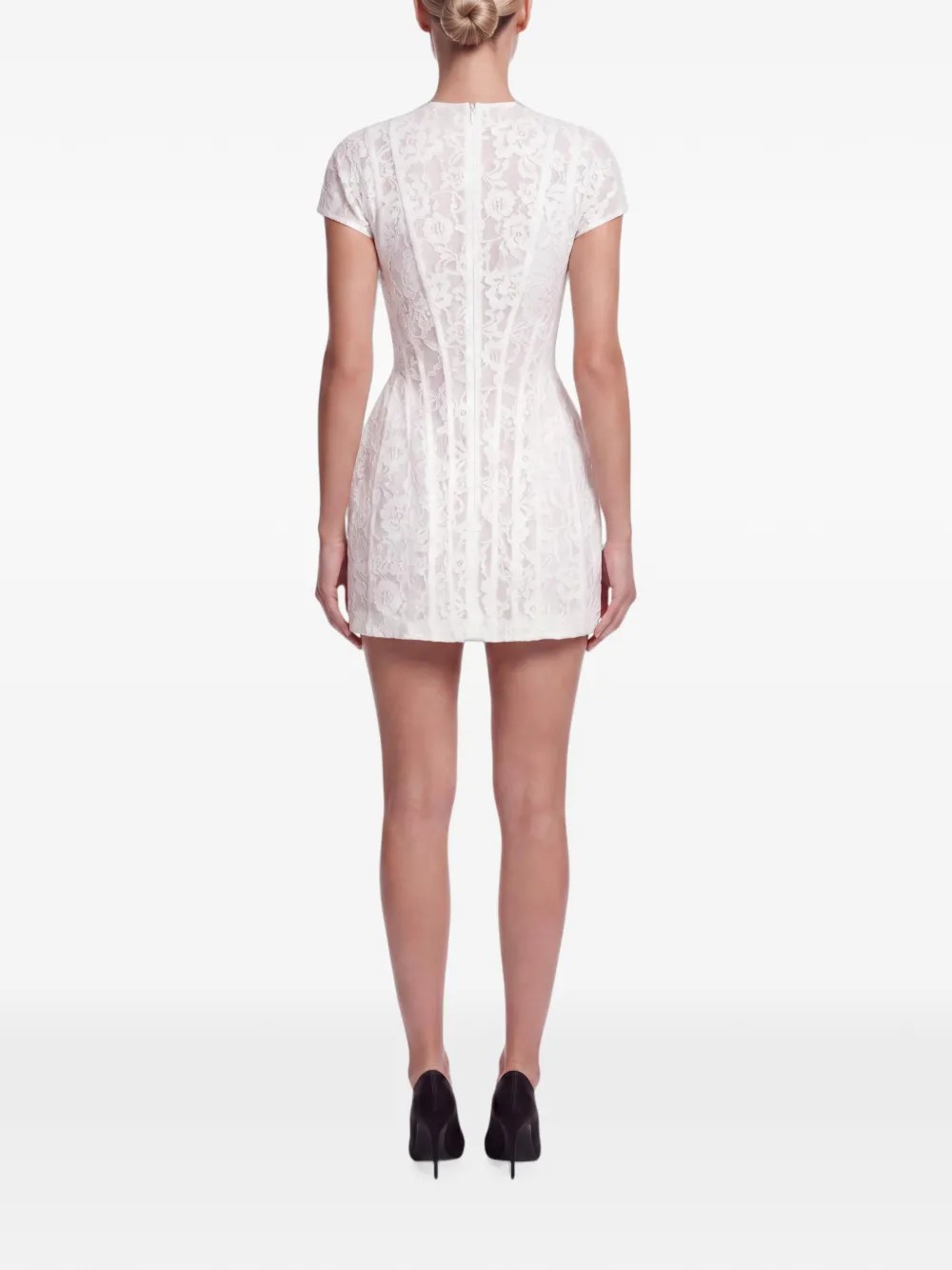 POST MERIDIEM Mini-jurk met sculpturaal design en kant Wit
