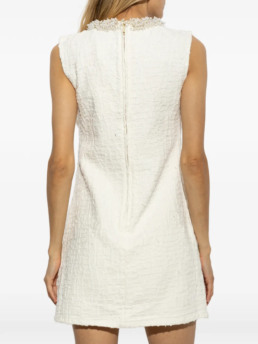 Self-Portrait Denim mini-jurk met textuur Beige