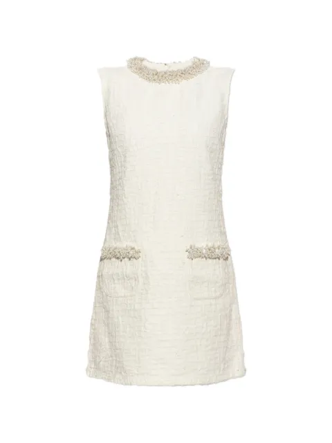 Self-Portrait cream textured denim mini dress