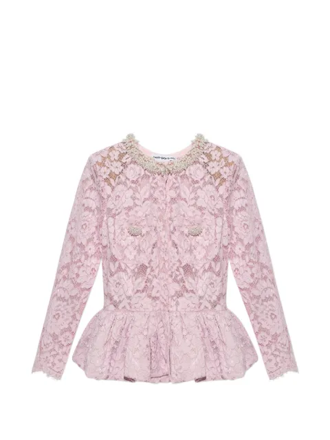 Self-Portrait pink lace peplum top