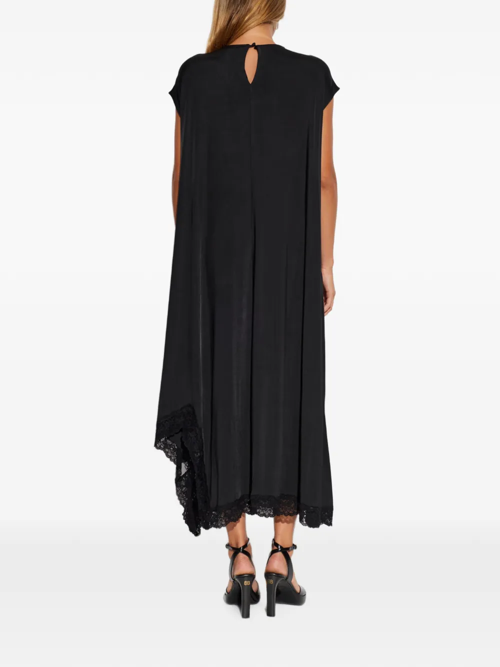 VETEMENTS Asymmetrische jurk met kanten afwerking Zwart