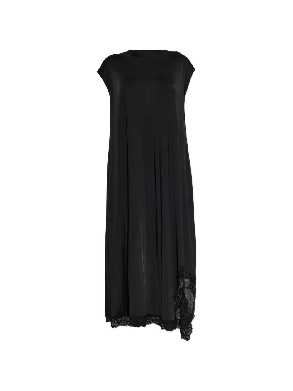 VETEMENTS lace-trim asymmetric dress - Schwarz