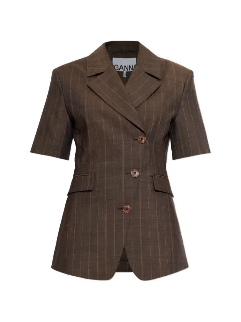 GANNI pinstripe short-sleeve blazer