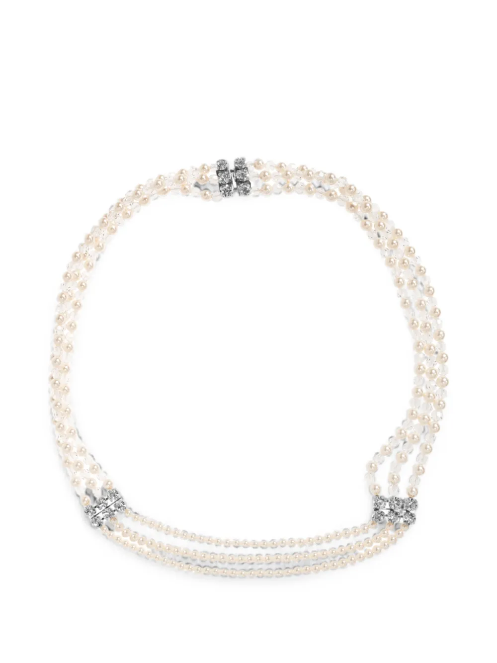 Alessandra Rich triple-strand crystal-embellished necklace - Nude