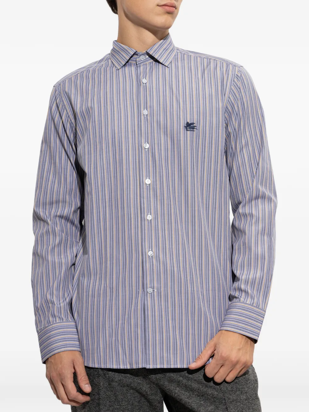 ETRO Overhemd met geborduurd logo Blauw