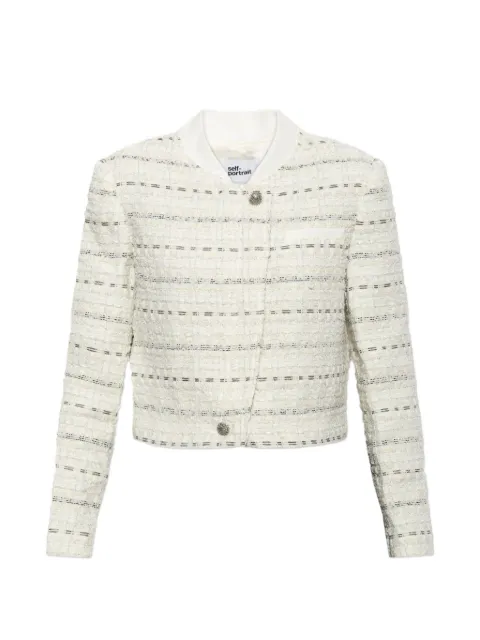 Self-Portrait white boucle boxy jacket