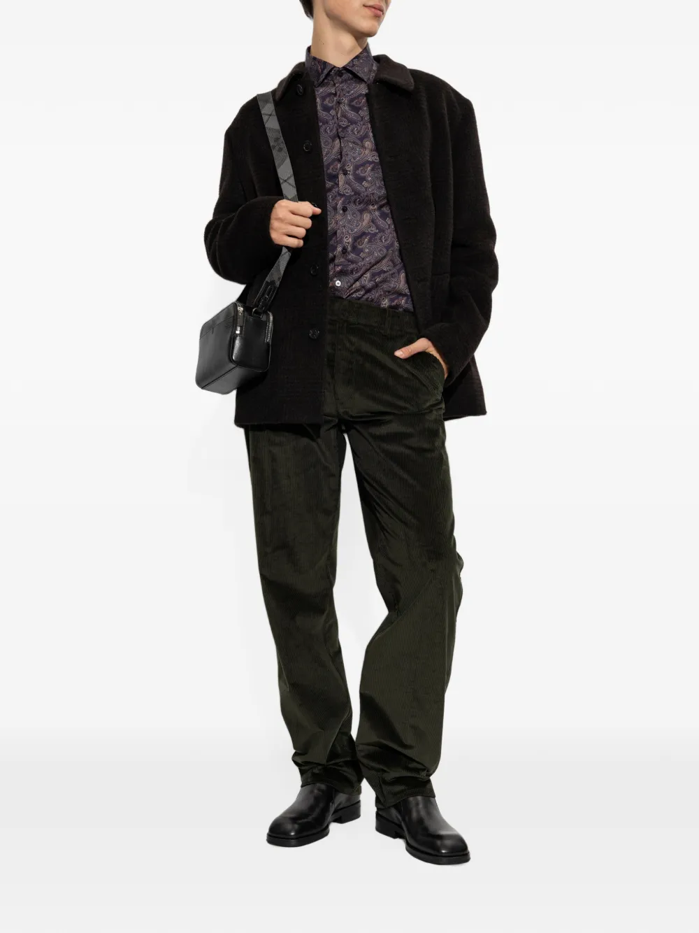 ETRO Wollen en alpacawol jas met geruit patroon Bruin