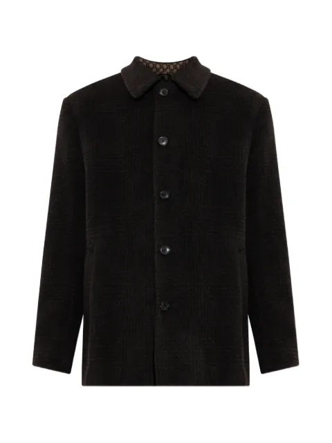 ETRO wool and alpaca wool pea coat with check motif