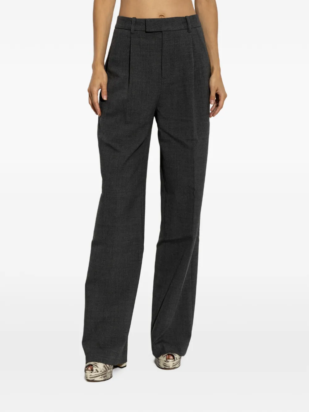Self-Portrait pleated straight-leg trousers Grijs