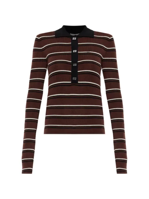 GANNI polo de merino a rayas