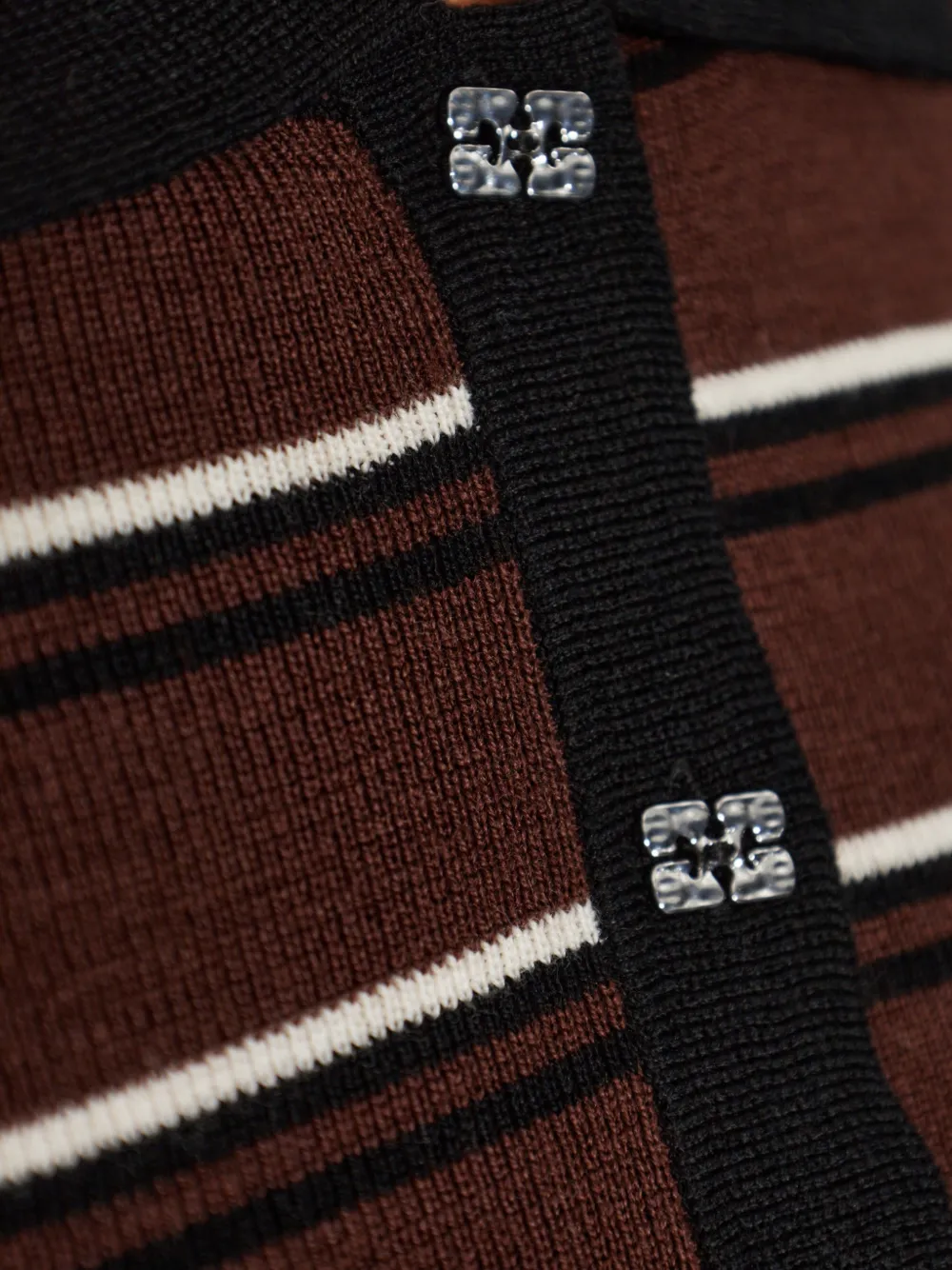 GANNI Poloshirt van gestreept merinowol Bruin