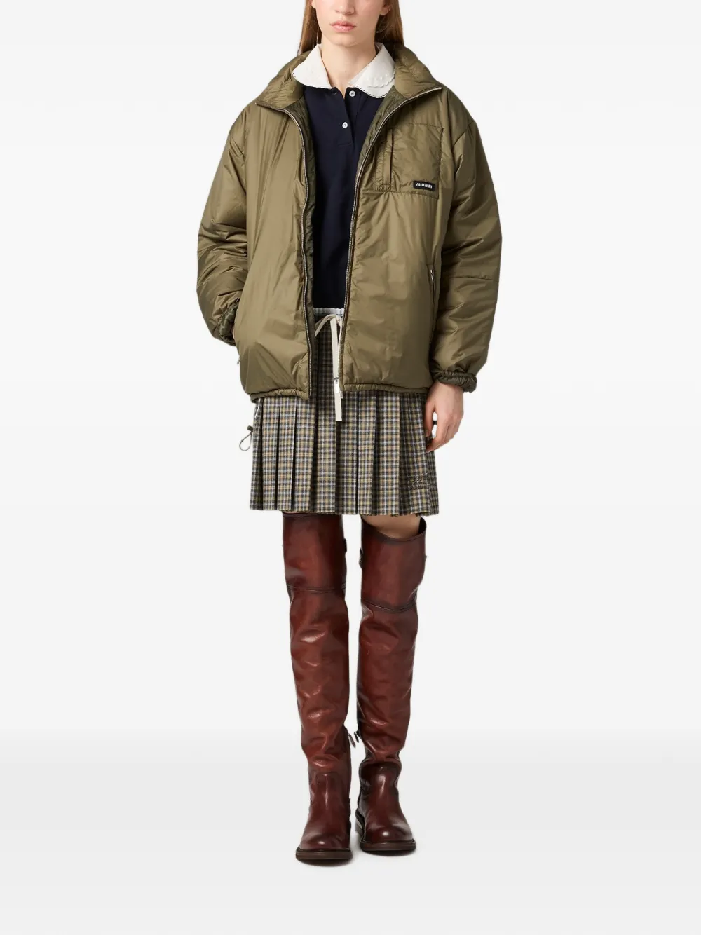 Miu Medium ripstop donsjack Groen