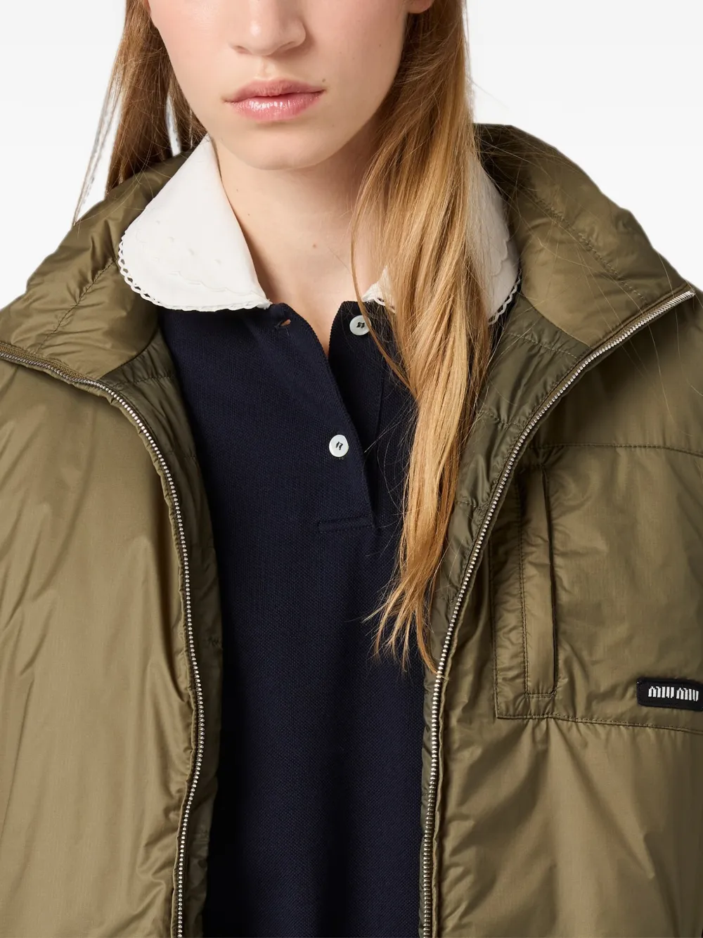 Miu Medium ripstop donsjack Groen