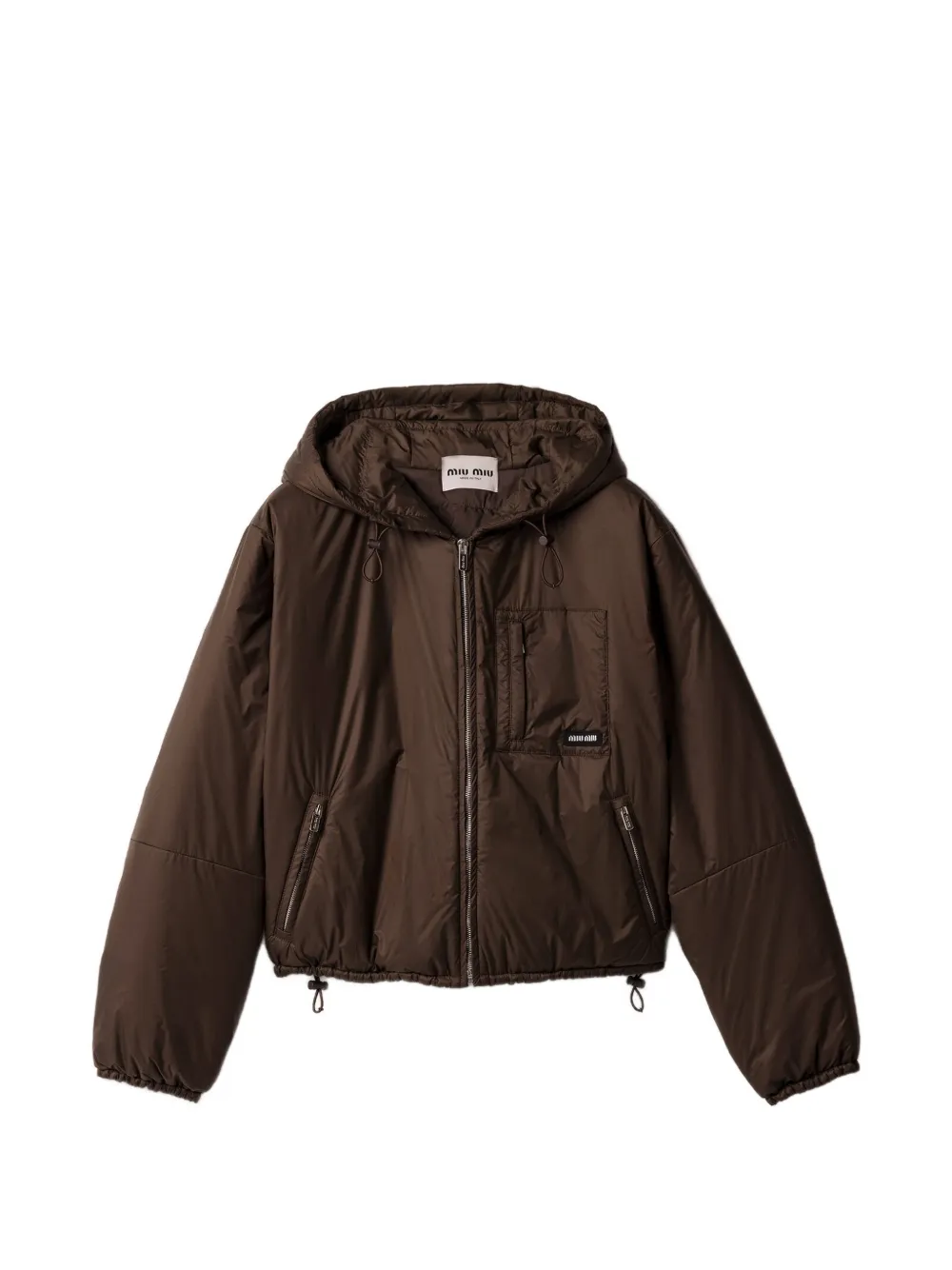Miu Miu cropped ripstop down jacket - Marrone