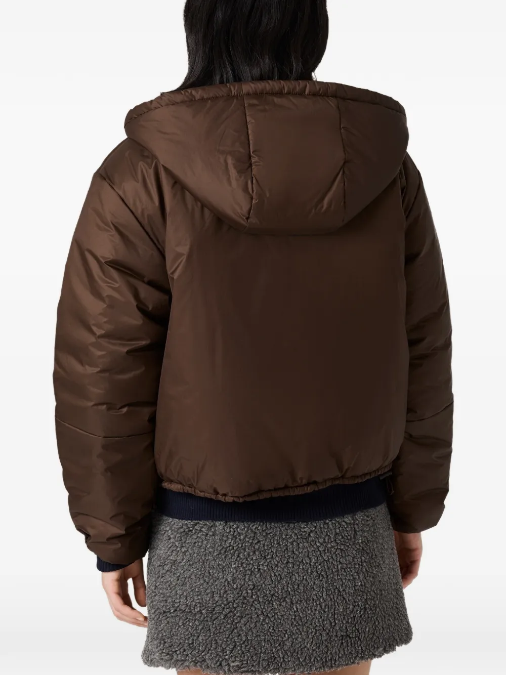 Miu Cropped ripstop donsjack Bruin