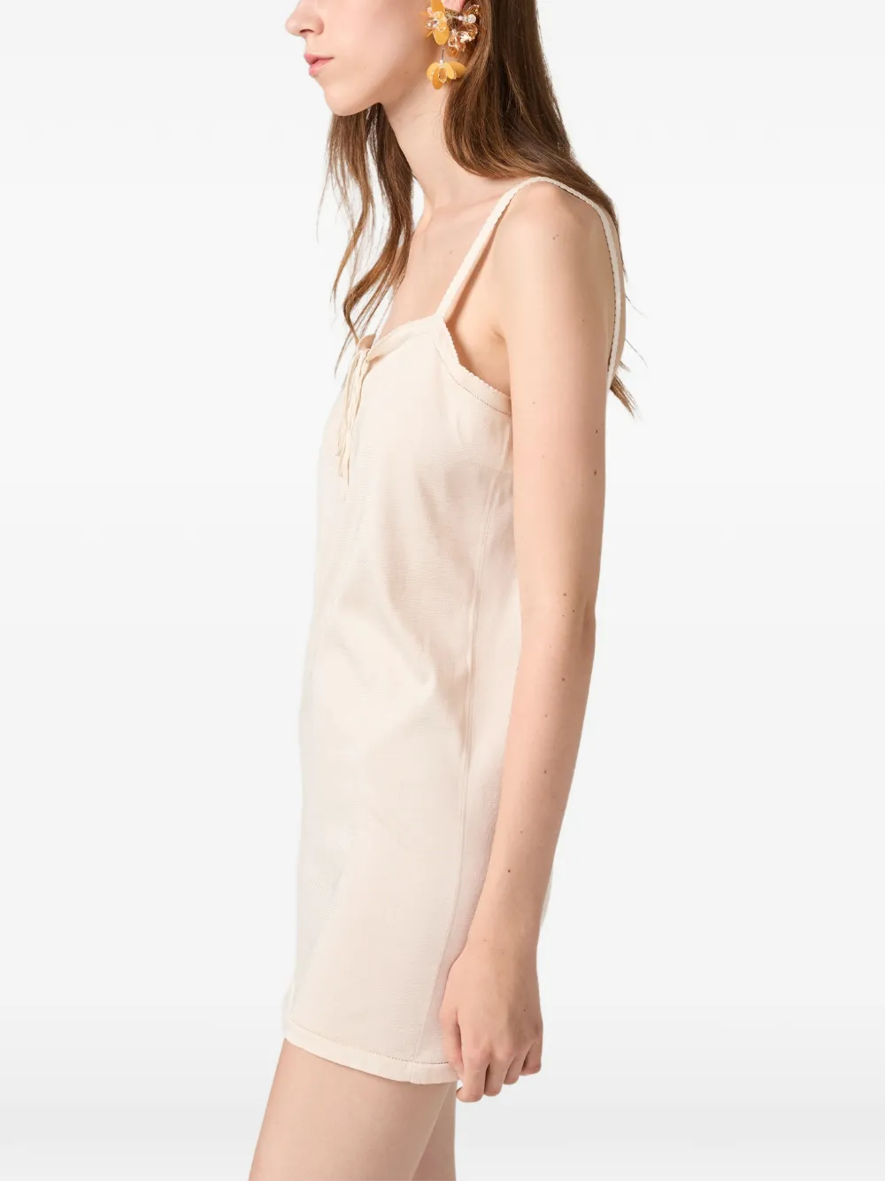 Miu Zijden mini-jurk Beige