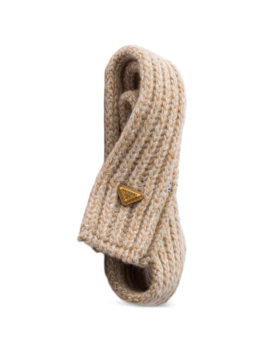 Prada Wollen en mouliné kasjmier sjaal Beige