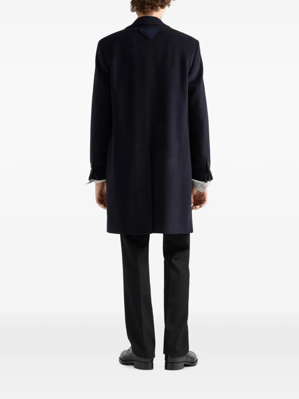Prada Kasjmier en wollen jas met enkele rij knopen Blauw