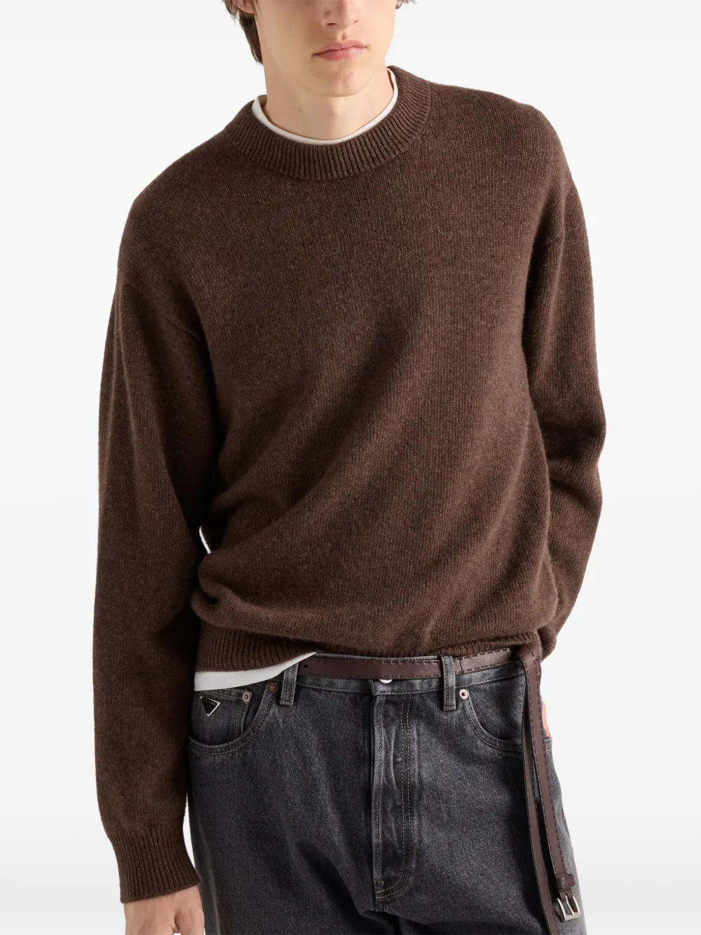 Prada Re-Cashmere trui met ronde hals Bruin