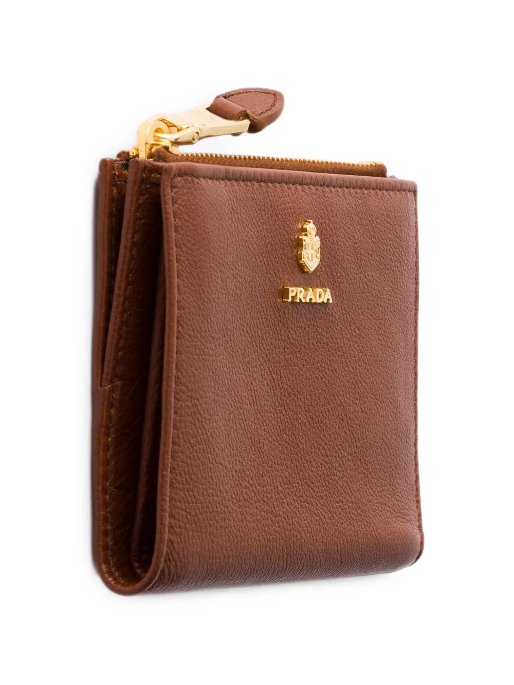 Prada Small Leather Wallet In Brown
